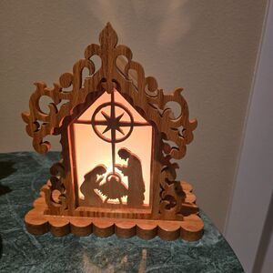 Christmas Wooden Light Up Manger Scene - Hand made
